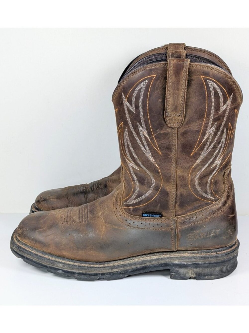 Ariat Sierra Work Boots Mens 13 EE Square Toe Brown Western Cowboy Waterproof - Picture 4 of 8